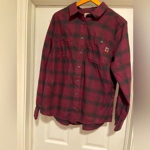 Women’s Duluth 40 Grit Flannel Shirt Mulberry Plaid, Size XL
